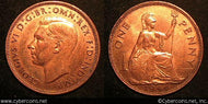 Great Britain, 1944, 1 penny, AU, KM845