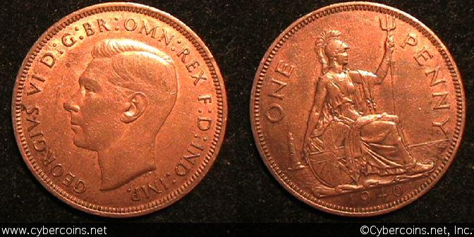 Great Britain, 1940, 1 penny, AU, KM845
