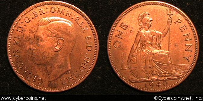 Great Britain, 1940, 1 penny, AU, KM845