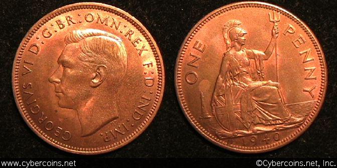 Great Britain, 1940, 1 penny, AU, KM845