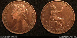 Great Britain, 1877, 1/2 penny, VF/XF, KM754