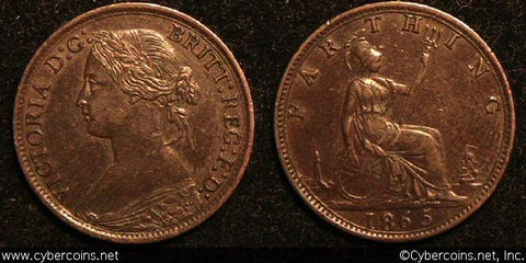 Great Britain, 1865/63, farthing, AU, KM747.2