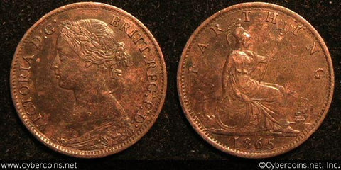 Great Britain, 1865, farthing, XF, KM747.2