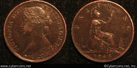Great Britain, 1865/62, farthing, AU/XF