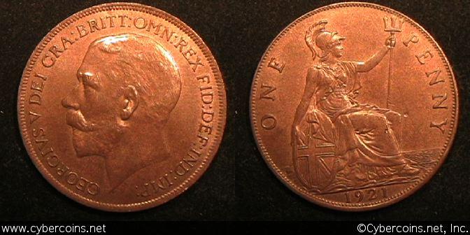 Great Britain, 1921, Penny, UNC, KM810