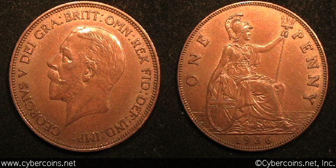 Great Britain, 1936, Penny, AU, KM838