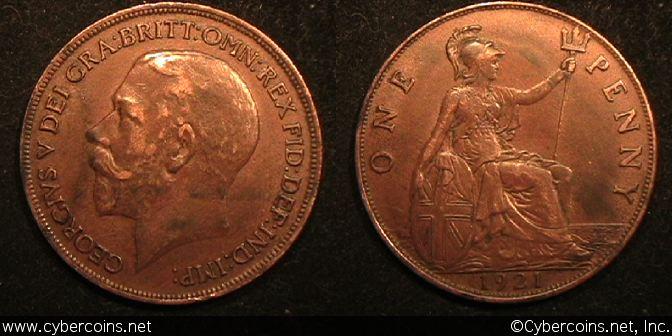 Great Britain, 1921, Penny, XF, KM810 -