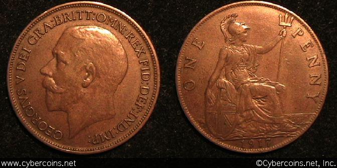 Great Britain, 1917, 1 Penny, XF, KM810 -