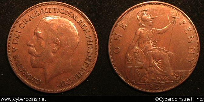 Great Britain, 1920, Penny, XF, KM810 - exact