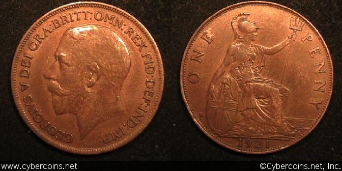 Great Britain, 1921, Penny, XF, KM810 -