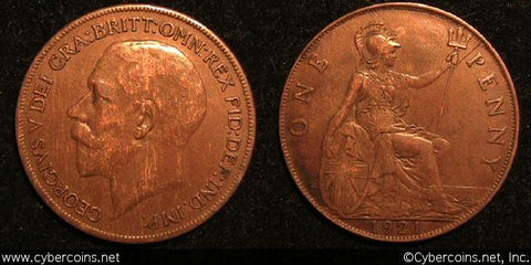 Great Britain, 1921, Penny, XF, KM810 -
