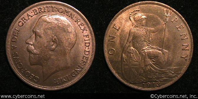 Great Britain, 1913, Penny, AU, KM810