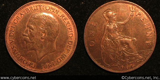 Great Britain, 1936, Penny, AU, KM838