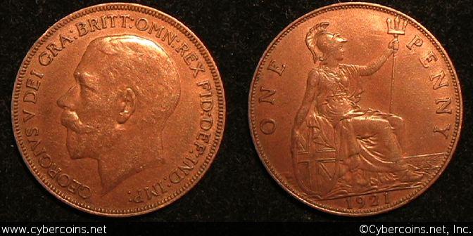 Great Britain, 1921, Penny, XF, KM810 -