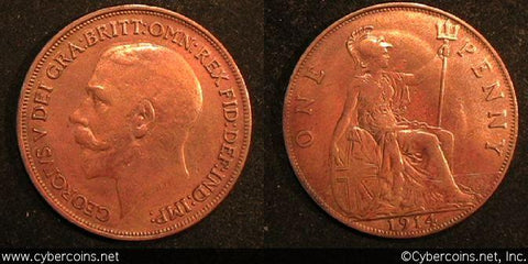Great Britain, 1914, Penny, XF, KM810 -