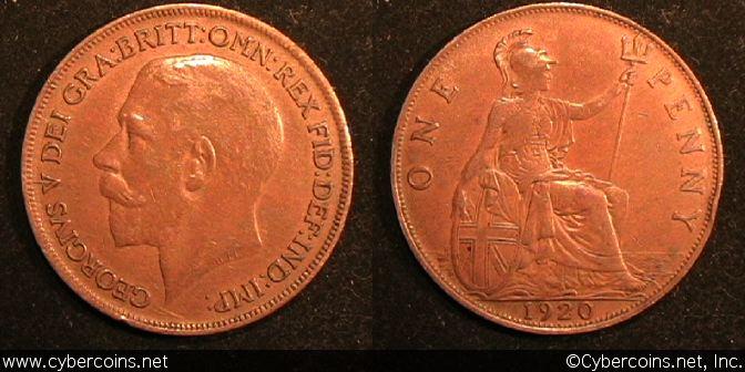 Great Britain, 1920, Penny, XF, KM810 - exact