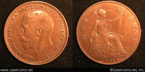 Great Britain, 1914, Penny, XF, KM810 -