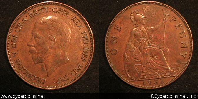 Great Britain, 1931, 1 penny,  AU, KM838