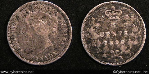 1890H, Canada 5 cent, KM2, VF. Hit. Exact coin