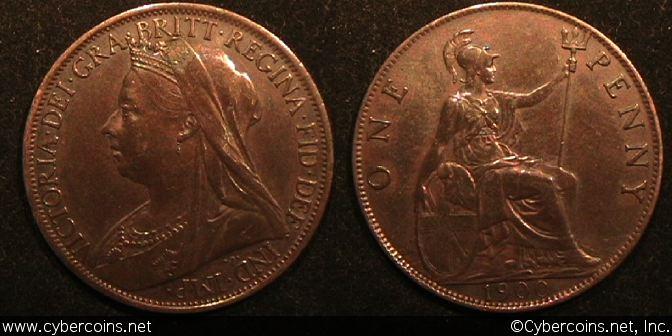 Great Britain, 1900, Penny, XF/AU, KM790