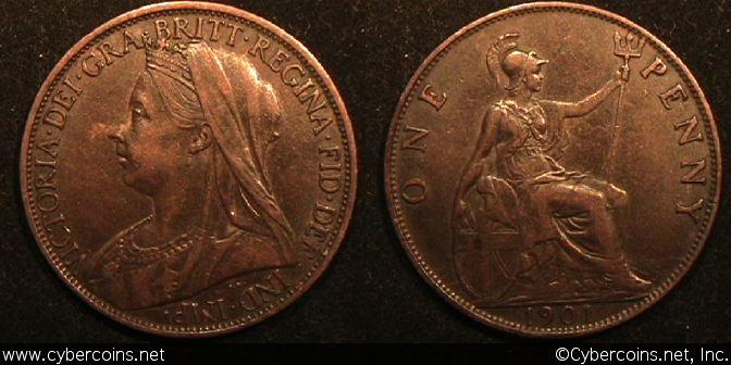 Great Britain, 1901, Penny, XF, KM790 -