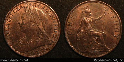 Great Britain, 1901, Penny, AU, KM790 -