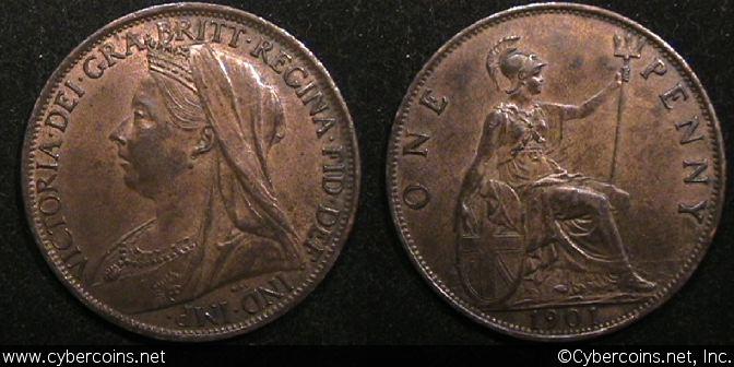 Great Britain, 1901, Penny, AU, KM790 -