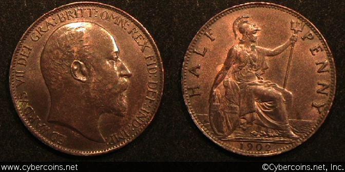 Great Britain, 1902, 1/2 Penny, AU, KM793.2