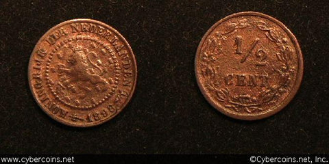 Netherlands, 1898, 1/2 cent, AU, KM109