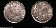 1905, Canada 5 cent, KM13, AU. Well struck