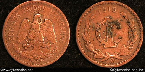 Mexico, 1915,  1 centavo, F, KM415 - cleaned