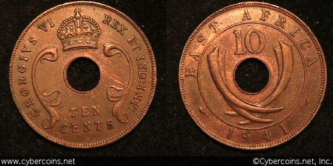 East Africa, 1941 I, AU/XF, KM26.1 - 10 cents