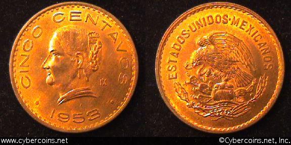 Mexico, 1953,  5 centavos, UNC, KM424