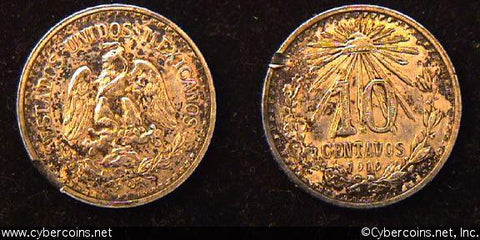 Mexico, 1919,  10 centavos, XF, KM429