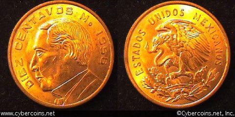 Mexico, 1956,  10 centavos, BU, KM433