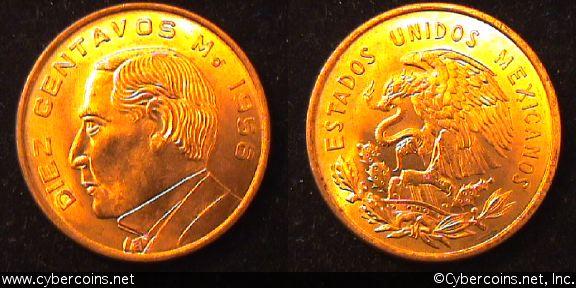 Mexico, 1956,  10 centavos, UNC gem, KM433