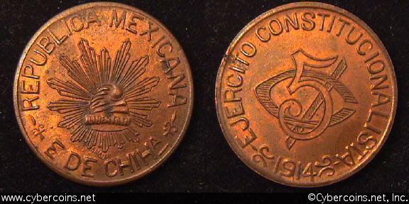 Mexico, 1914,  5 centavos, AU, KM613   - Chihuahua- Constitucional Army