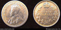 1915, Canada 5 cent, KM22, VF. Heavily cleaned.