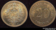 Germany, 1874F,  20 Pfennig, BU, KM5