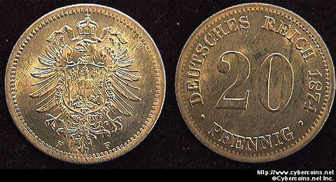Germany, 1874F,  20 Pfennig, BU, KM5