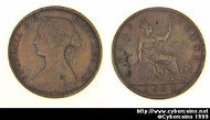 Great Britain, 1861, 1/2 penny, XF/AU, KM748.2