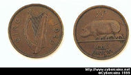 Ireland, 1940,  1/2 Penny, XF, KM10