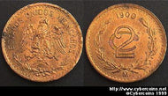 Mexico, 1906,  2 centavos, AU, KM419
