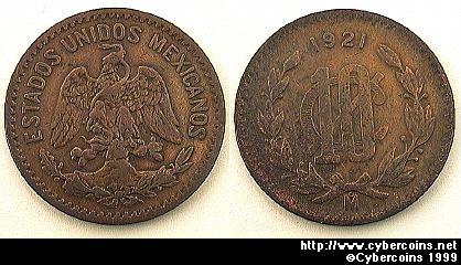Mexico, 1921,  10 centavos, XF/VF, KM430
