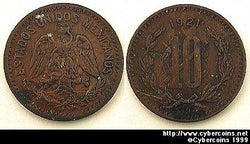 Mexico, 1921, 10 centavos,  XF, KM430