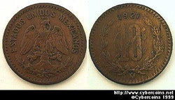 Mexico, 1921, 10 centavos,  XF, KM430