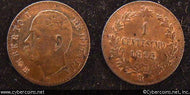 Italy, 1895R,  1 centesimo, XF/AU, KM29