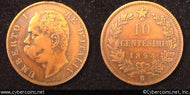 Italy, 1894R, 10 centesimi,  VF, KM27.2