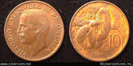 Italy, 1921R,  10 centesimi, AU, KM60