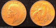 Italy, 1922R, 10 centesimi,  AU/XF, KM60